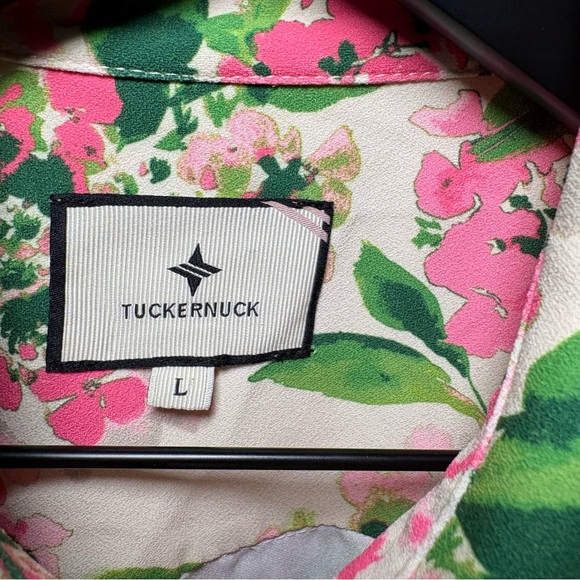 Tuckernuck Floral Shirt Dress Ruffle Hem Size L - Picture 3 of 10